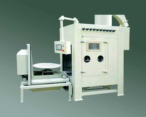 石英坩堝專(zhuān)用噴砂機(jī)，電動(dòng)轉(zhuǎn)臺(tái)自動(dòng)噴砂機(jī)